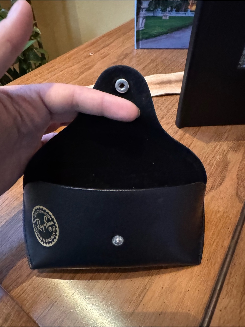 Ray-Ban Black Leatherette Sunglass Pouch with Gold Logo